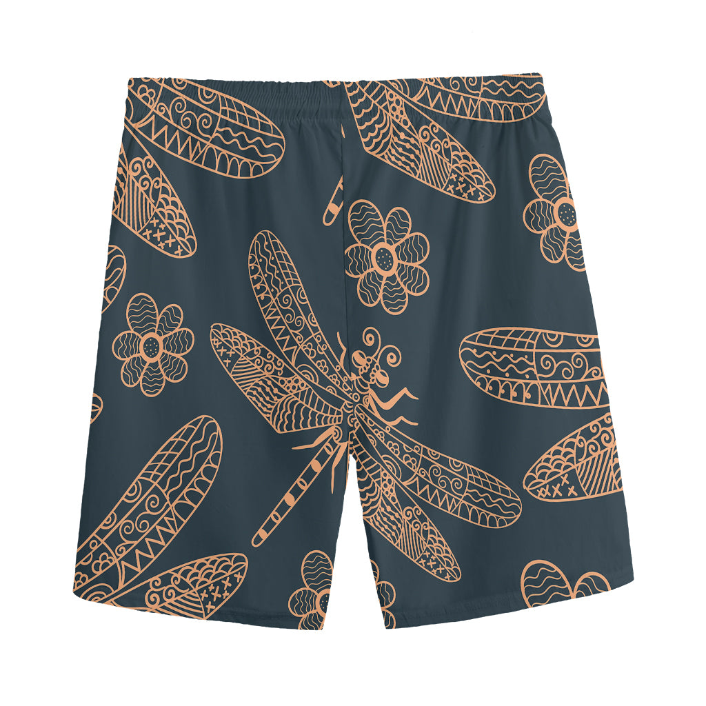 Vintage Dragonfly Pattern Print Men's Sports Shorts
