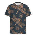 Vintage Dragonfly Pattern Print Men's Sports T-Shirt