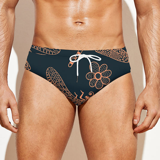 Vintage Dragonfly Pattern Print Men's Swim Briefs
