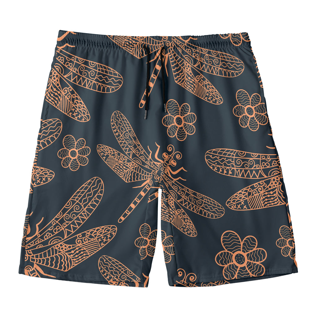 Vintage Dragonfly Pattern Print Men's Swim Trunks