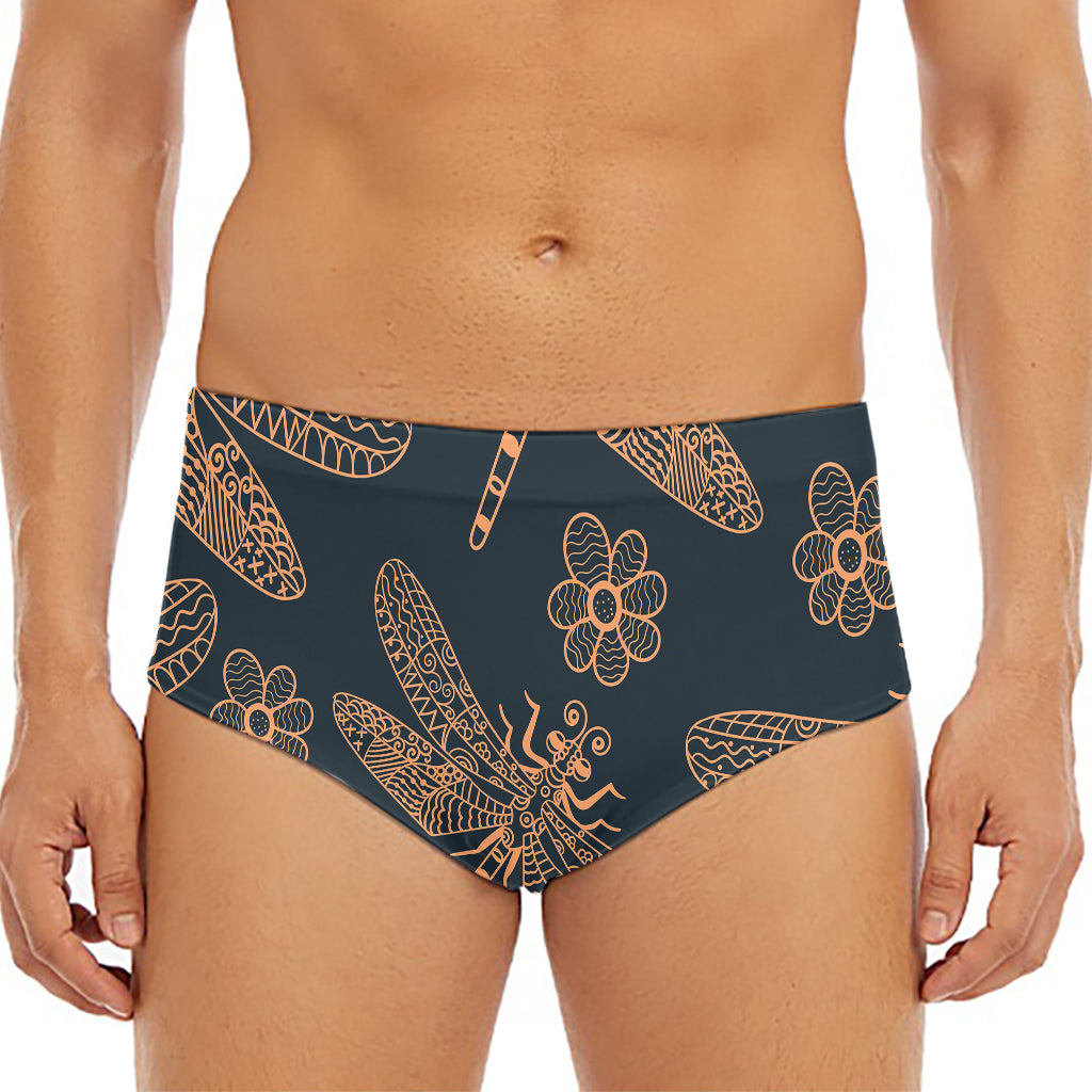 Vintage Dragonfly Pattern Print Men's Triangle Swim Briefs