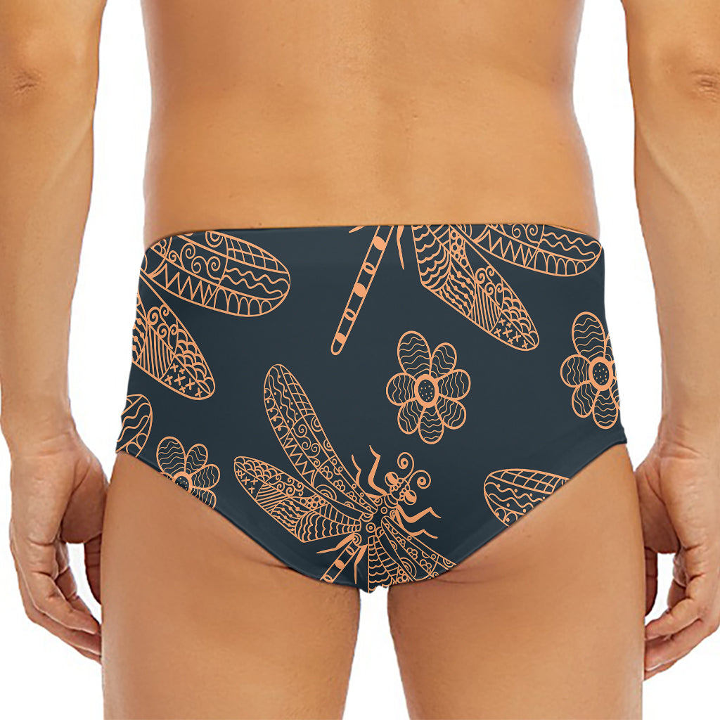 Vintage Dragonfly Pattern Print Men's Triangle Swim Briefs