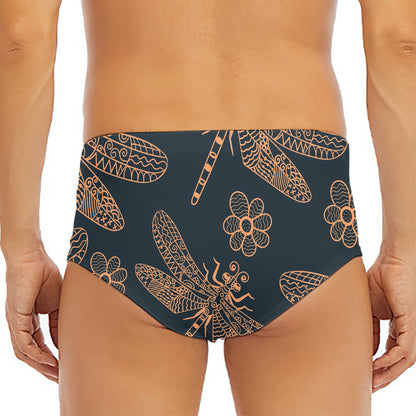 Vintage Dragonfly Pattern Print Men's Triangle Swim Briefs