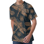 Vintage Dragonfly Pattern Print Men's Velvet T-Shirt