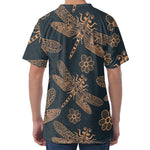 Vintage Dragonfly Pattern Print Men's Velvet T-Shirt