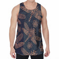 Vintage Dragonfly Pattern Print Men's Velvet Tank Top