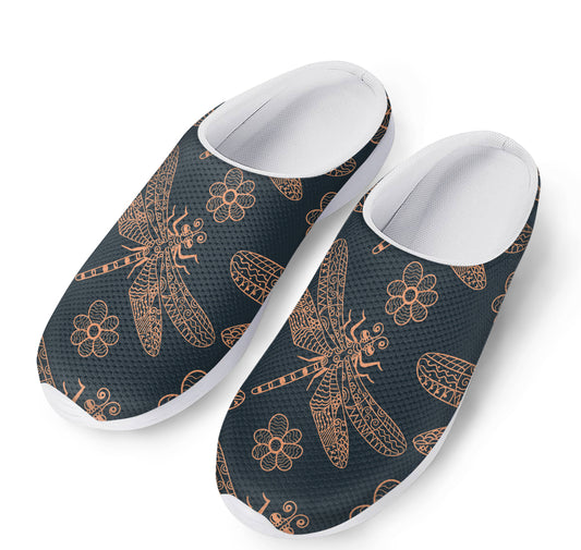 Vintage Dragonfly Pattern Print Mesh Casual Shoes