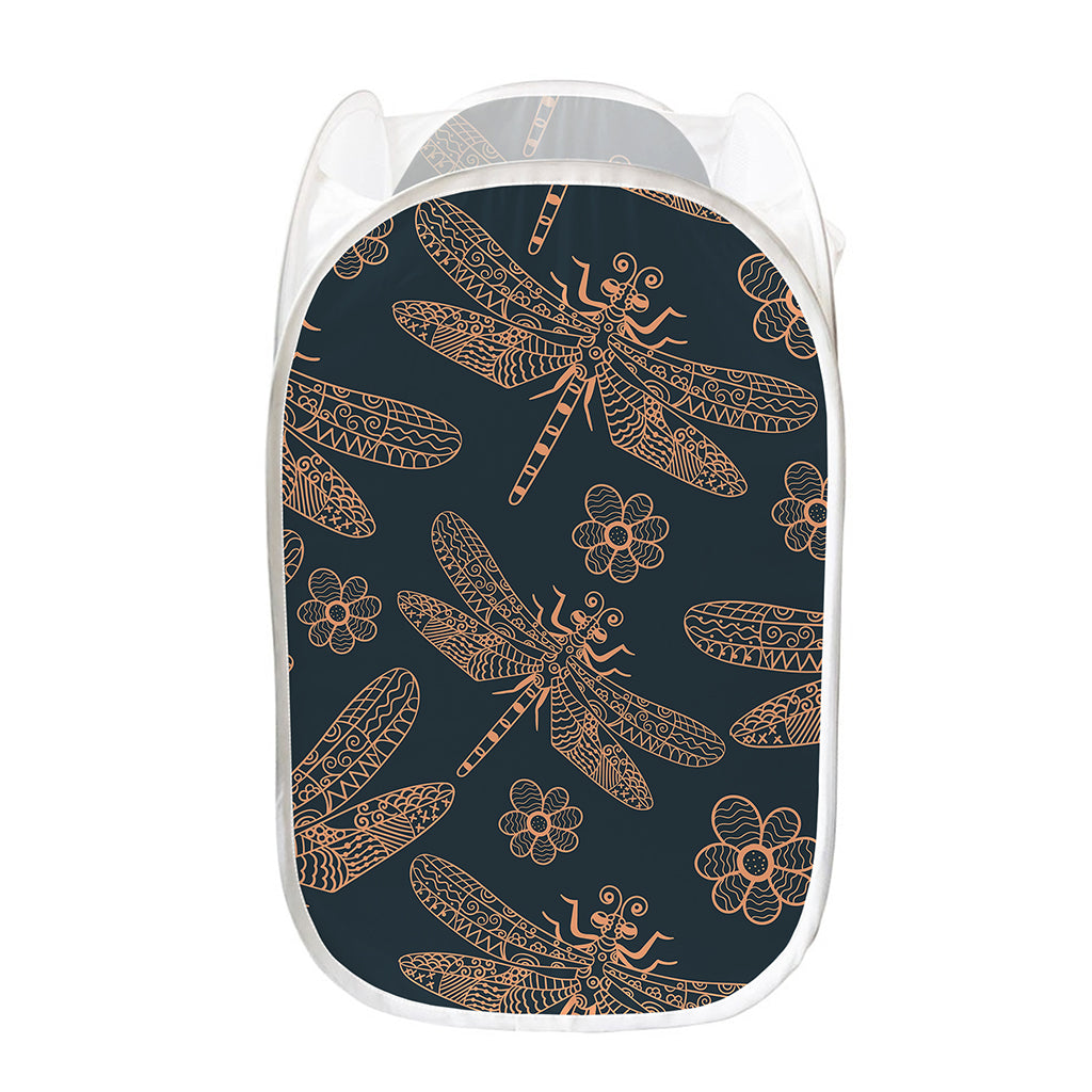Vintage Dragonfly Pattern Print Mesh Laundry Hamper