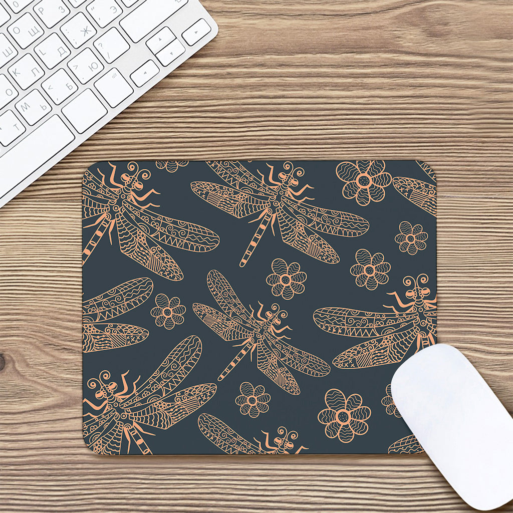 Vintage Dragonfly Pattern Print Mouse Pad