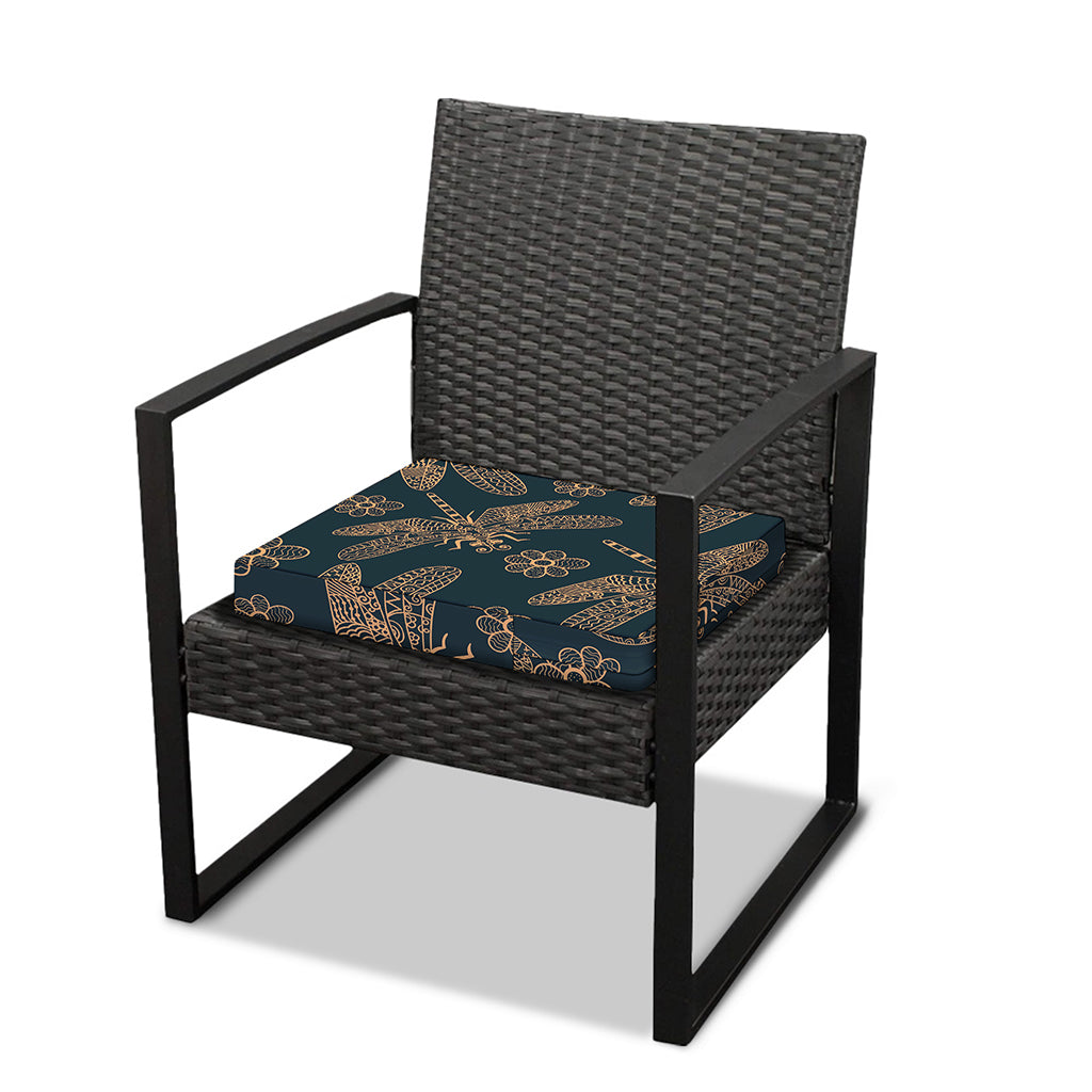 Vintage Dragonfly Pattern Print Outdoor Seat Cushion Cover