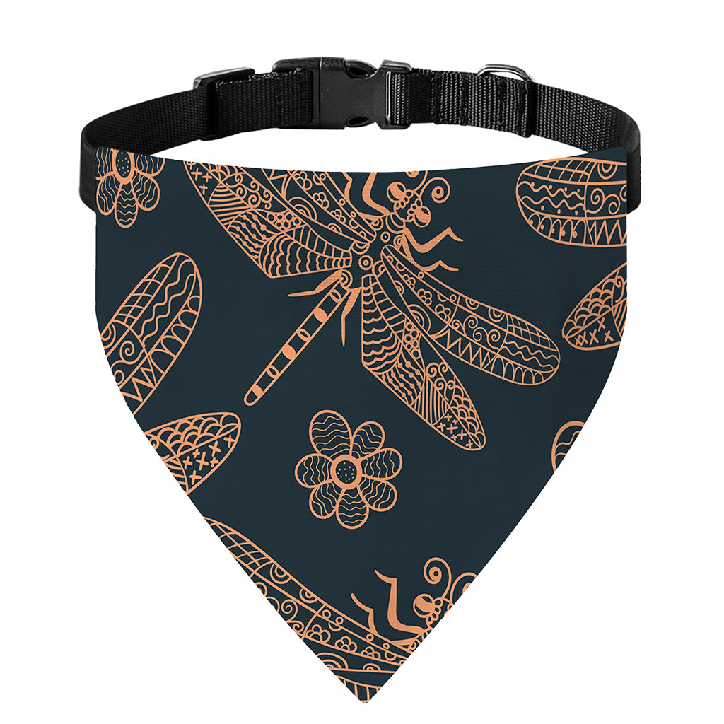 Vintage Dragonfly Pattern Print Over The Collar Dog Bandana