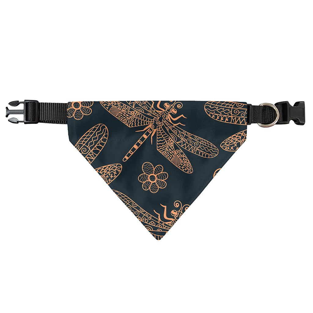 Vintage Dragonfly Pattern Print Over The Collar Dog Bandana