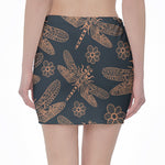 Vintage Dragonfly Pattern Print Pencil Mini Skirt