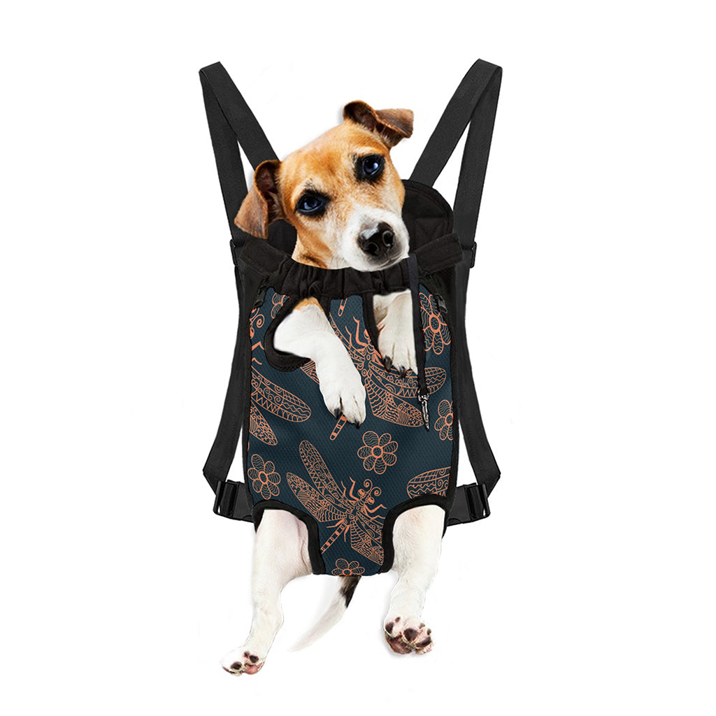 Vintage Dragonfly Pattern Print Pet Carrier Backpack