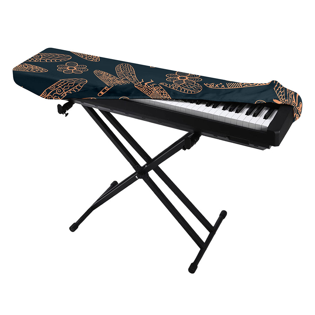 Vintage Dragonfly Pattern Print Piano Keyboard Cover