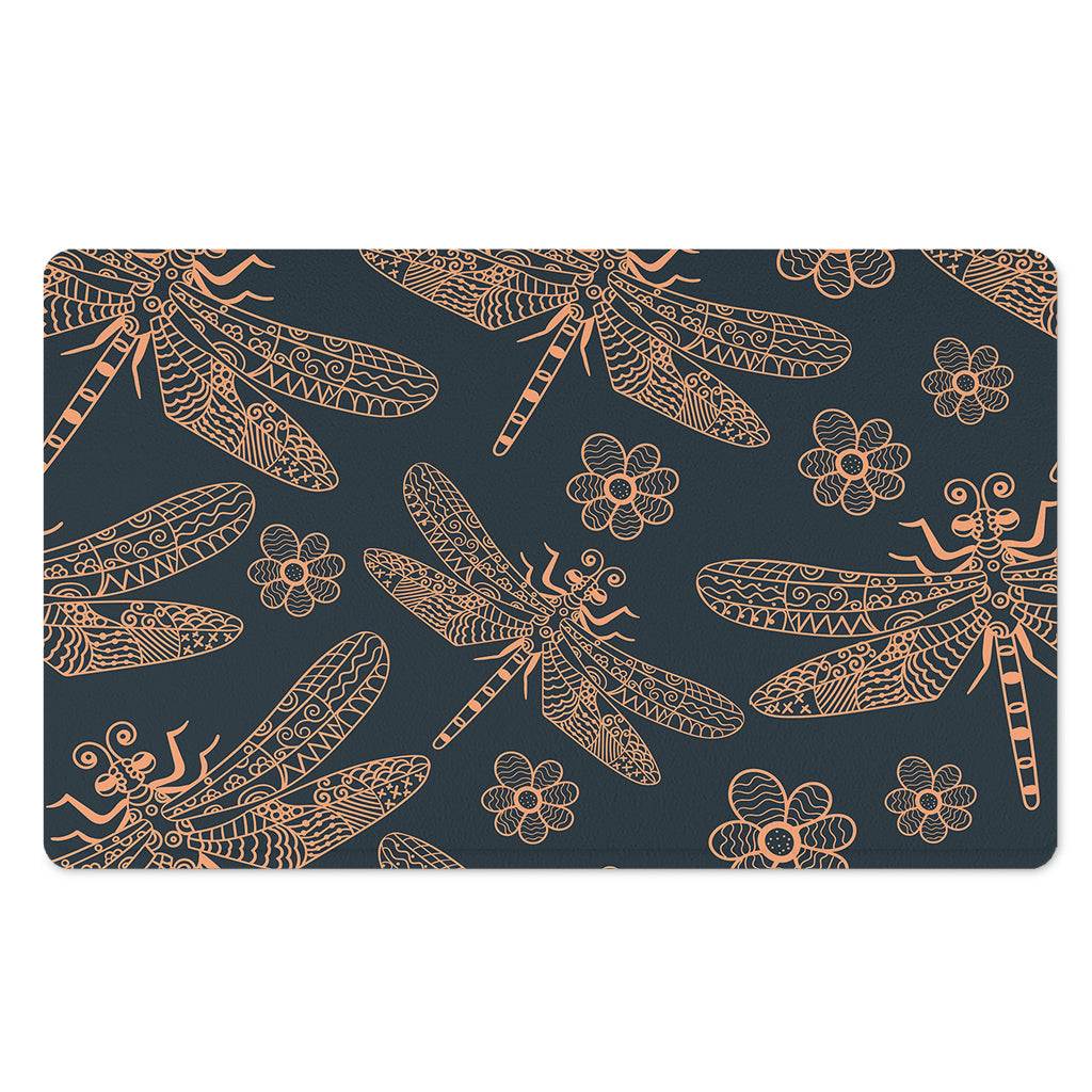 Vintage Dragonfly Pattern Print Polyester Doormat