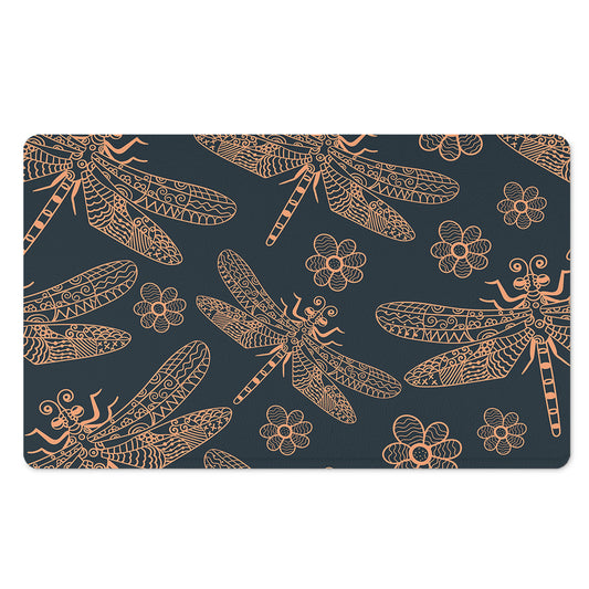 Vintage Dragonfly Pattern Print Polyester Doormat