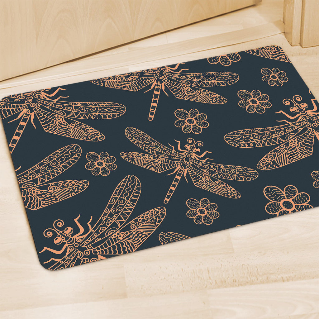 Vintage Dragonfly Pattern Print Polyester Doormat