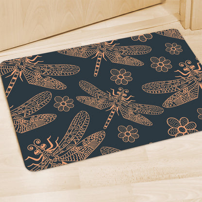 Vintage Dragonfly Pattern Print Polyester Doormat