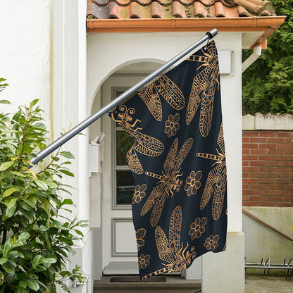 Vintage Dragonfly Pattern Print Polyester Flag