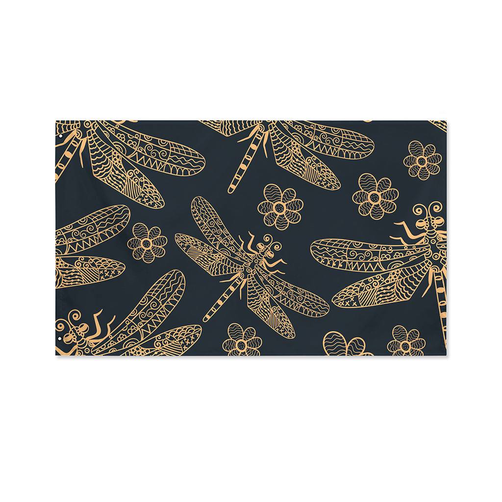 Vintage Dragonfly Pattern Print Polyester Flag