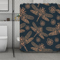 Vintage Dragonfly Pattern Print Polyester Shower Curtain