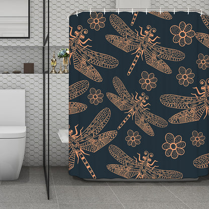 Vintage Dragonfly Pattern Print Polyester Shower Curtain