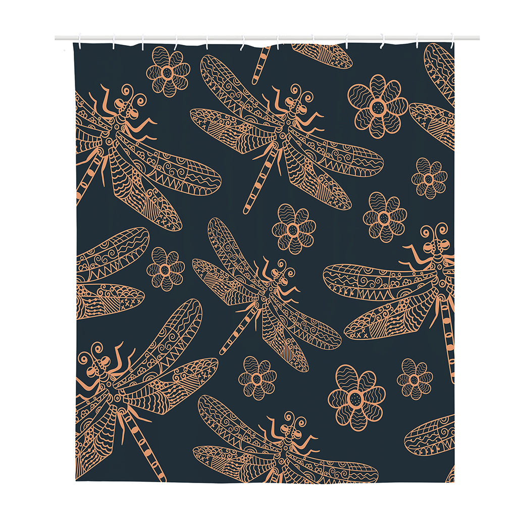 Vintage Dragonfly Pattern Print Polyester Shower Curtain
