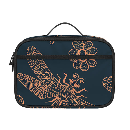 Vintage Dragonfly Pattern Print Portable Lunch Bag