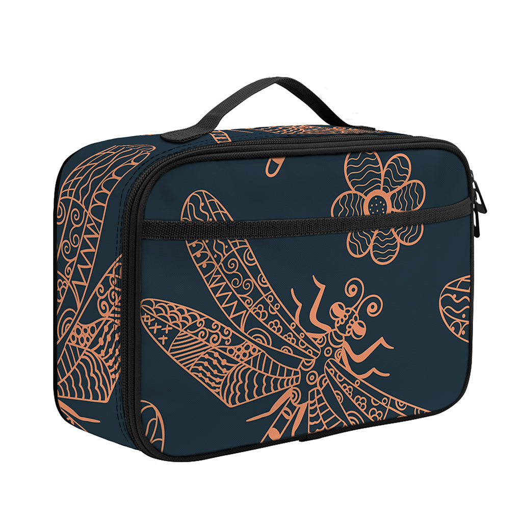 Vintage Dragonfly Pattern Print Portable Lunch Bag