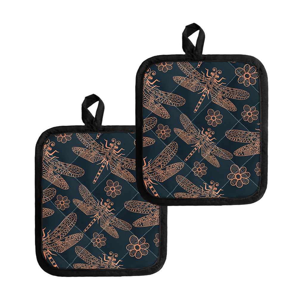 Vintage Dragonfly Pattern Print Pot Holders