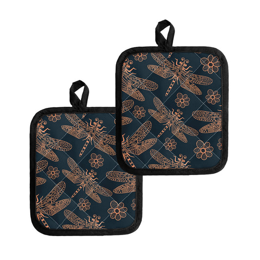 Vintage Dragonfly Pattern Print Pot Holders