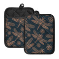 Vintage Dragonfly Pattern Print Pot Holders With Pocket