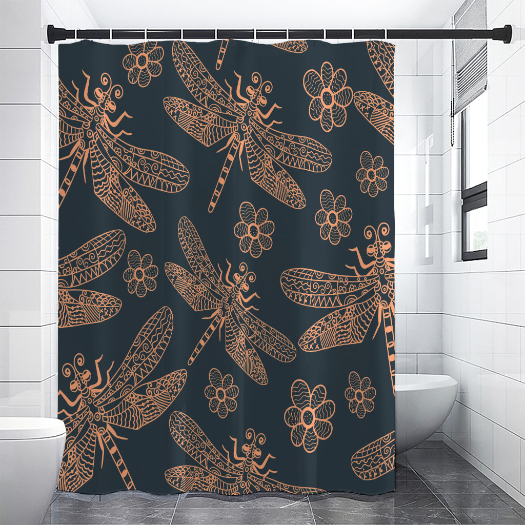 Vintage Dragonfly Pattern Print Premium Shower Curtain