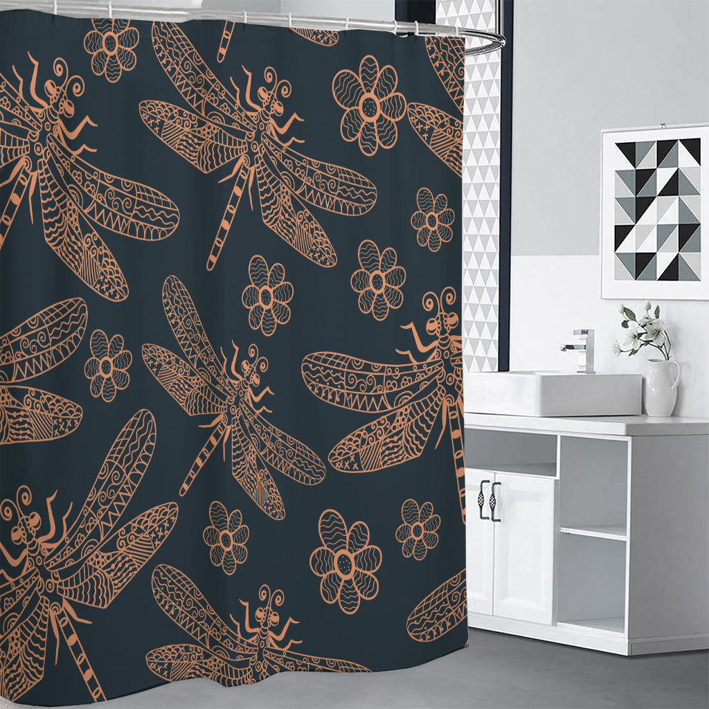 Vintage Dragonfly Pattern Print Premium Shower Curtain