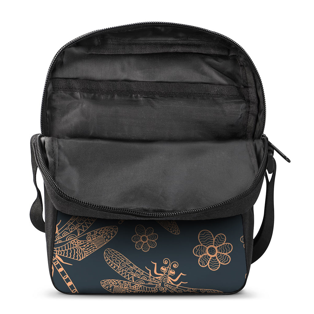 Vintage Dragonfly Pattern Print Rectangular Crossbody Bag