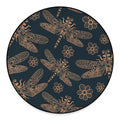 Vintage Dragonfly Pattern Print Round Floor Mat