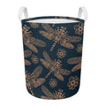 Vintage Dragonfly Pattern Print Round Laundry Basket