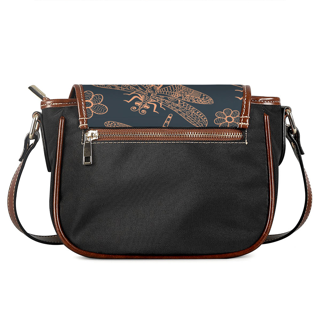 Vintage Dragonfly Pattern Print Saddle Bag