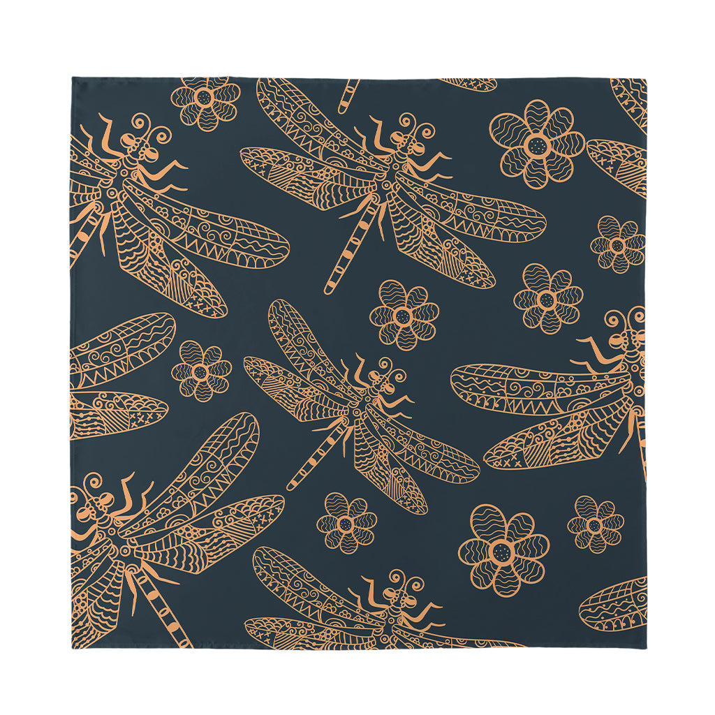Vintage Dragonfly Pattern Print Silk Bandana