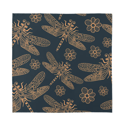 Vintage Dragonfly Pattern Print Silk Bandana