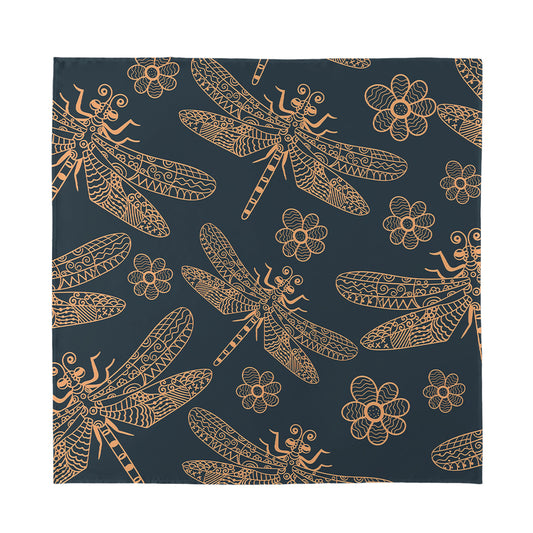Vintage Dragonfly Pattern Print Silk Bandana
