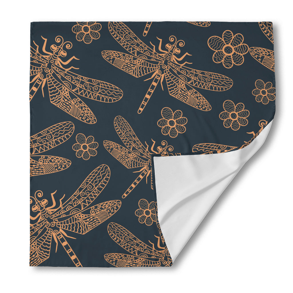 Vintage Dragonfly Pattern Print Silk Bandana