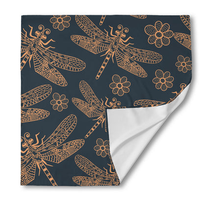 Vintage Dragonfly Pattern Print Silk Bandana