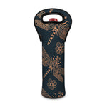 Vintage Dragonfly Pattern Print Single Neoprene Wine Tote