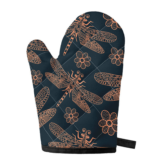 Vintage Dragonfly Pattern Print Single Oven Mitt