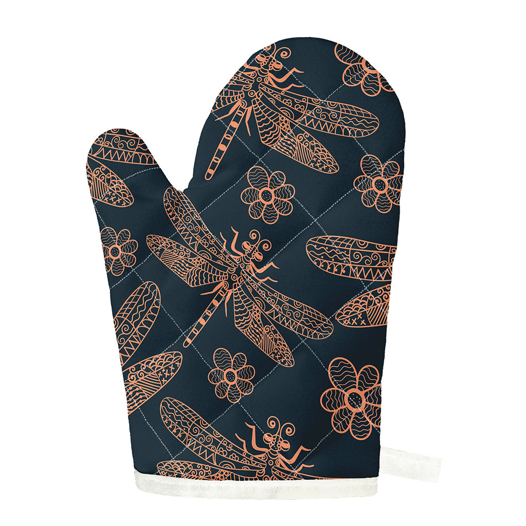Vintage Dragonfly Pattern Print Single Oven Mitt