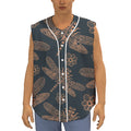 Vintage Dragonfly Pattern Print Sleeveless Baseball Jersey