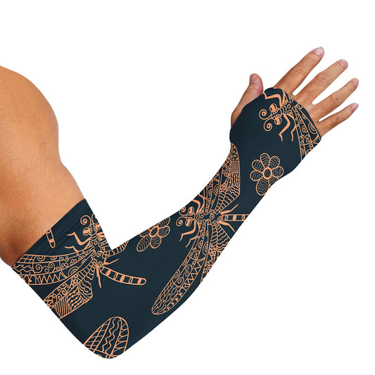 Vintage Dragonfly Pattern Print Sun Protection Arm Sleeves