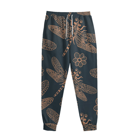 Vintage Dragonfly Pattern Print Sweatpants